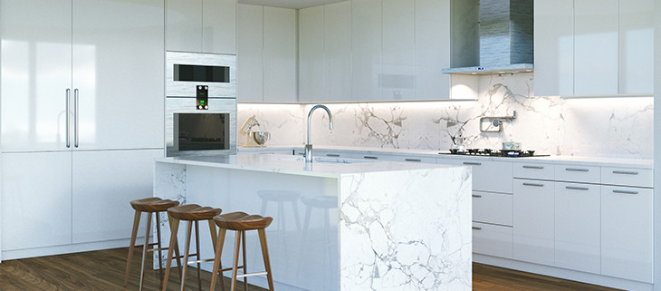 Elegant-white-kitchen-with-marble-island-in-the-middle
